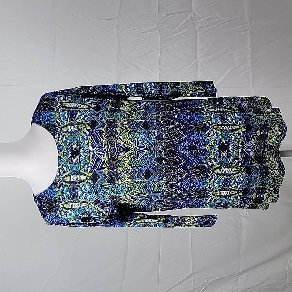 a la carte Size M Blue Patterned 3/4 Sleeve Tunic, NEW with Tags
